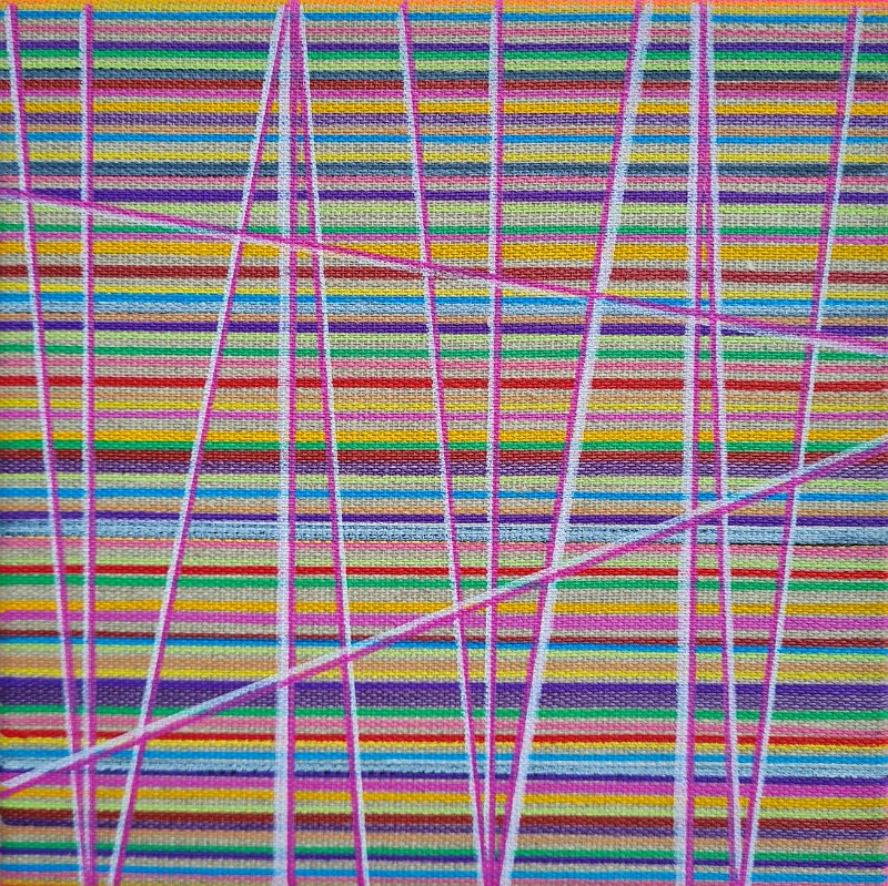 Coloured lines 3.3.3 magenta 2026, 20x20, Acryl-Acrylstifte auf Leinwand, € 210